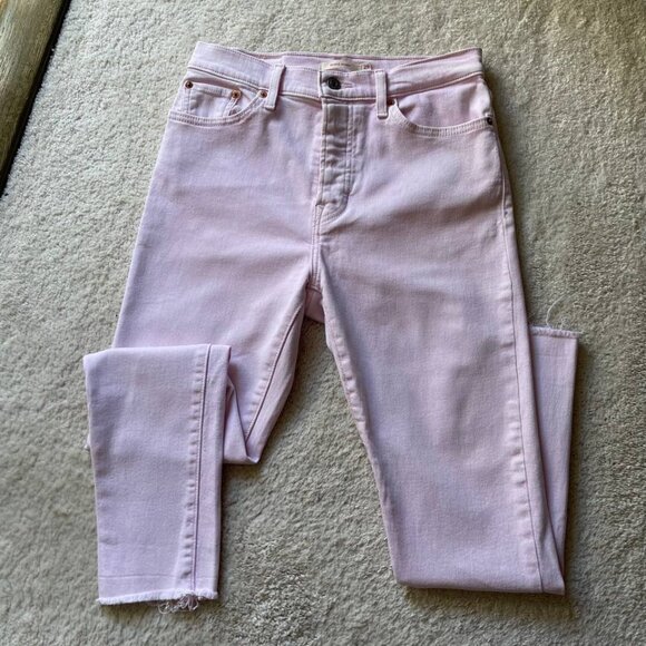Levi's Wedgie Skinny Cut Off Pink Women Jeans Size 29/27 - Picture 1 of 12